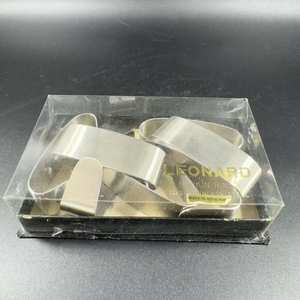 Vintage Leonard Napkin Holders Set 7 Stainless Steel 18/8 Made‎ In Hong Kong VTG